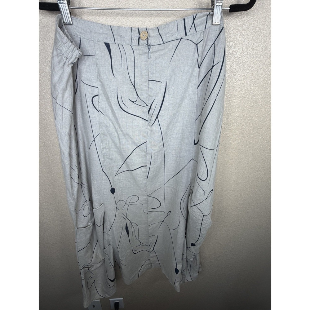 Night Studio Linen 2pc Set XL 100%‎ Linen Abstract Top Skirt Resort Coastal - Picture 6 of 10